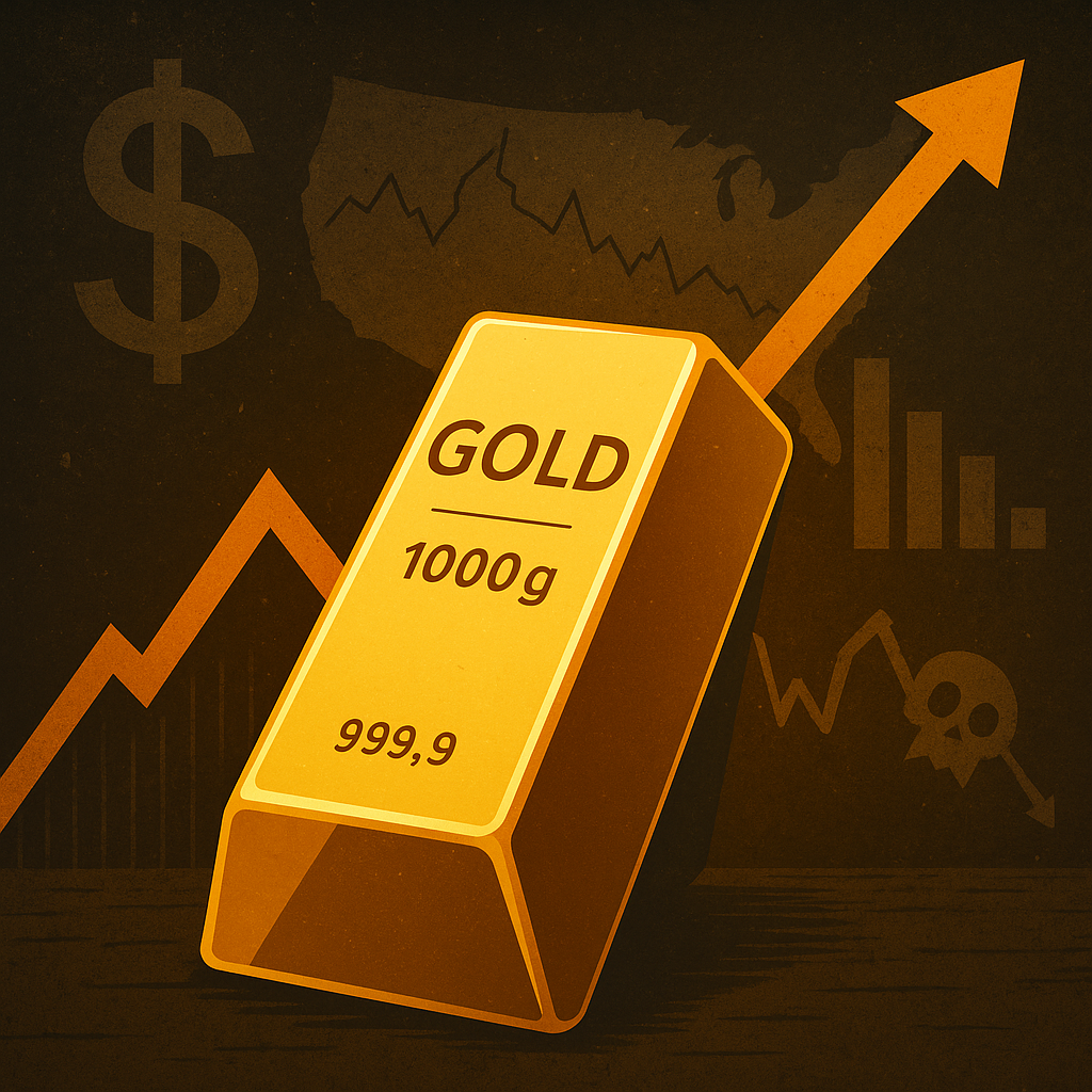 “3.674 $ l’oncia: l’Oro brilla mentre vacilla la fiducia nell’economia USA”